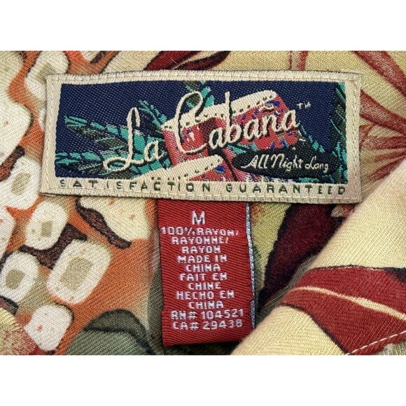 La Cabana All Night Long Men's Short Sleeve Button Down Floral Hawaiian Shirt M - Picture 4 of 5